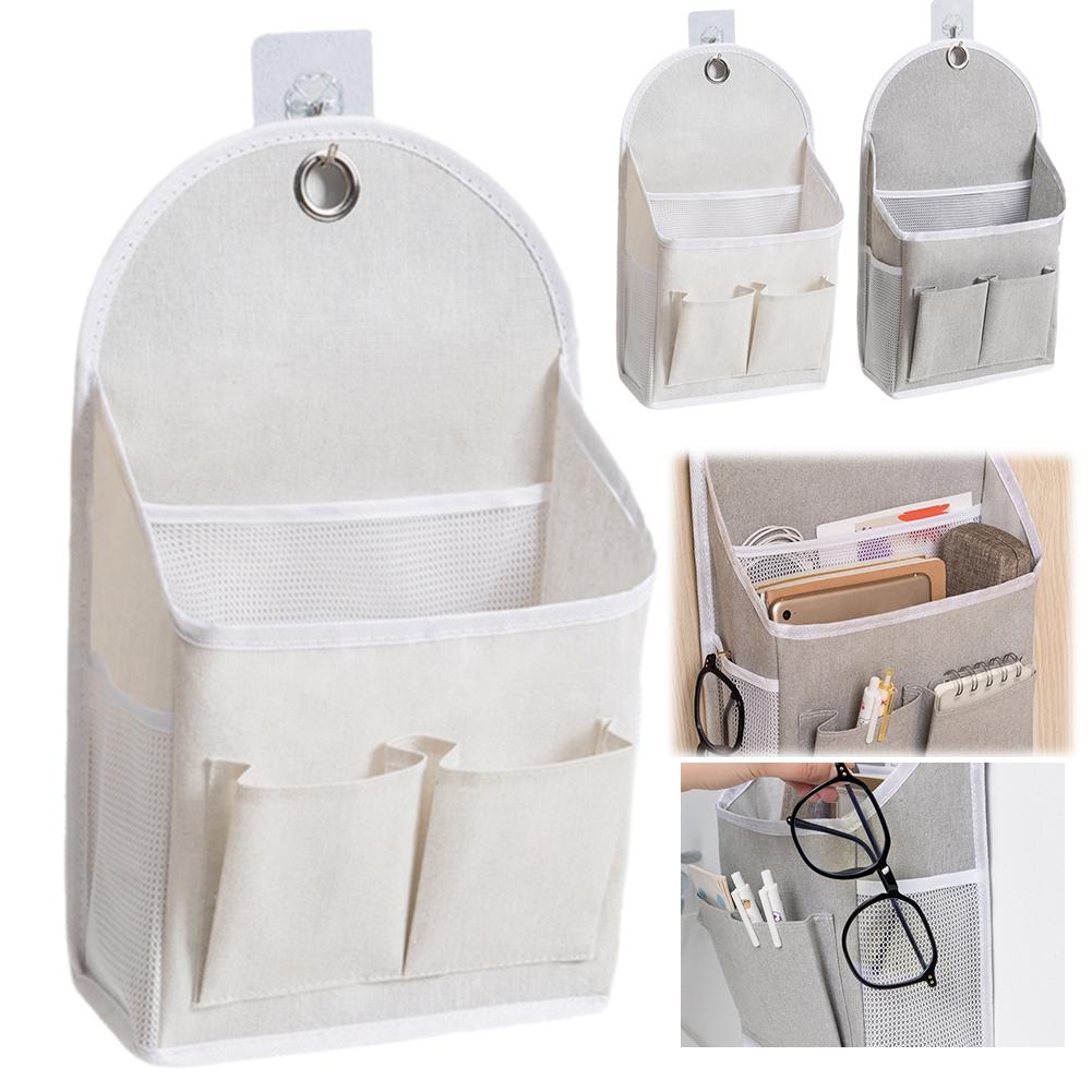 Magazine Holder Rack - ถุงเก็บของแบบแขวนผ้าสำหรับหอพัก ติดผนัง ประตู หรือแขวน พร้อมช่องตาข่ายด้านข้าง ช่องใส่ของสองช่อง