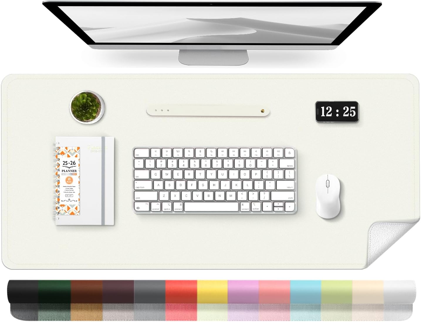 Leather Desk Pad - แผ่นรองโต๊ะหนังขนาด 39.4x17 นิ้ว, แผ่นรองโต๊ะกันลื่นทำจากหนัง PU และหนังกลับ