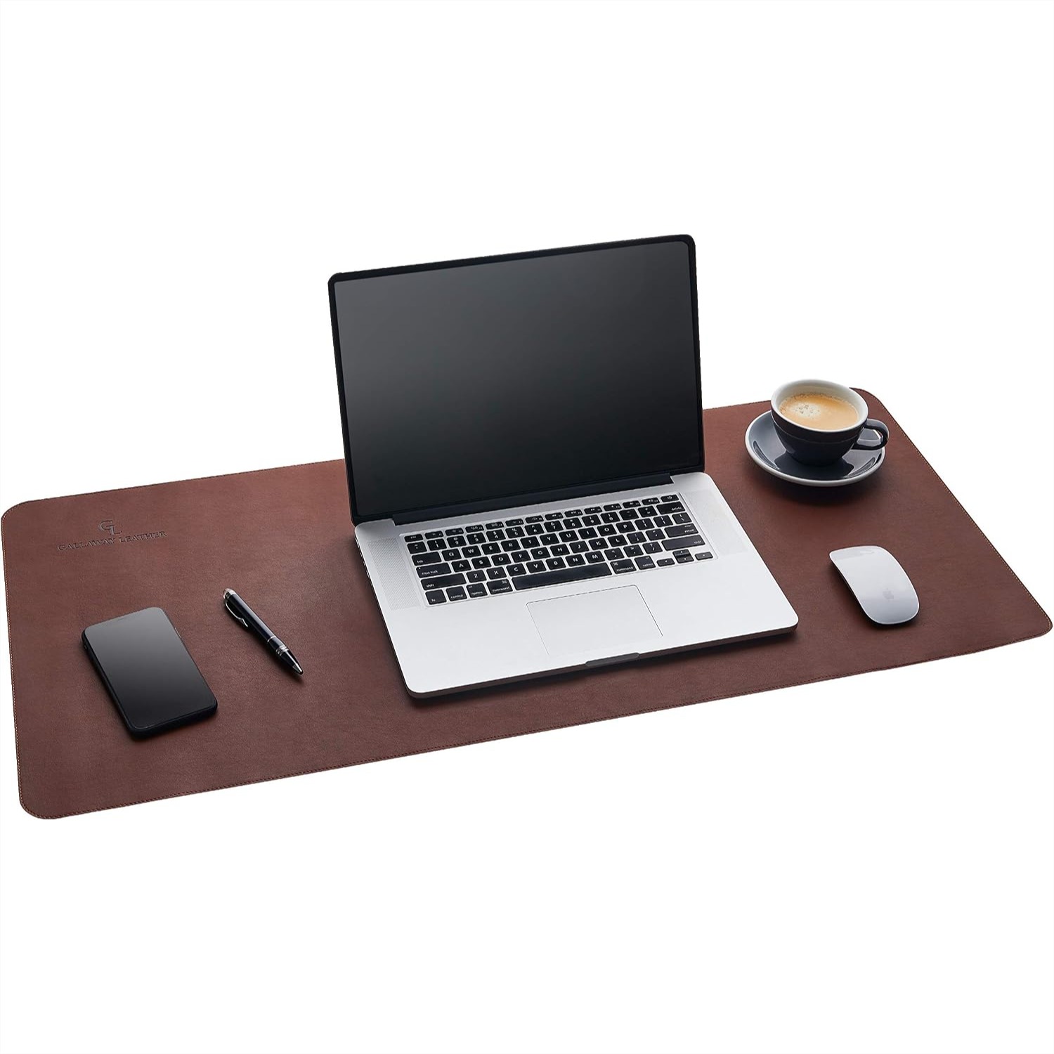 Leather Desk Pad - แผ่นรองโต๊ะหนัง PU ขนาดใหญ่ 36x17 นิ้ว สีน้ำตาลเข้ม