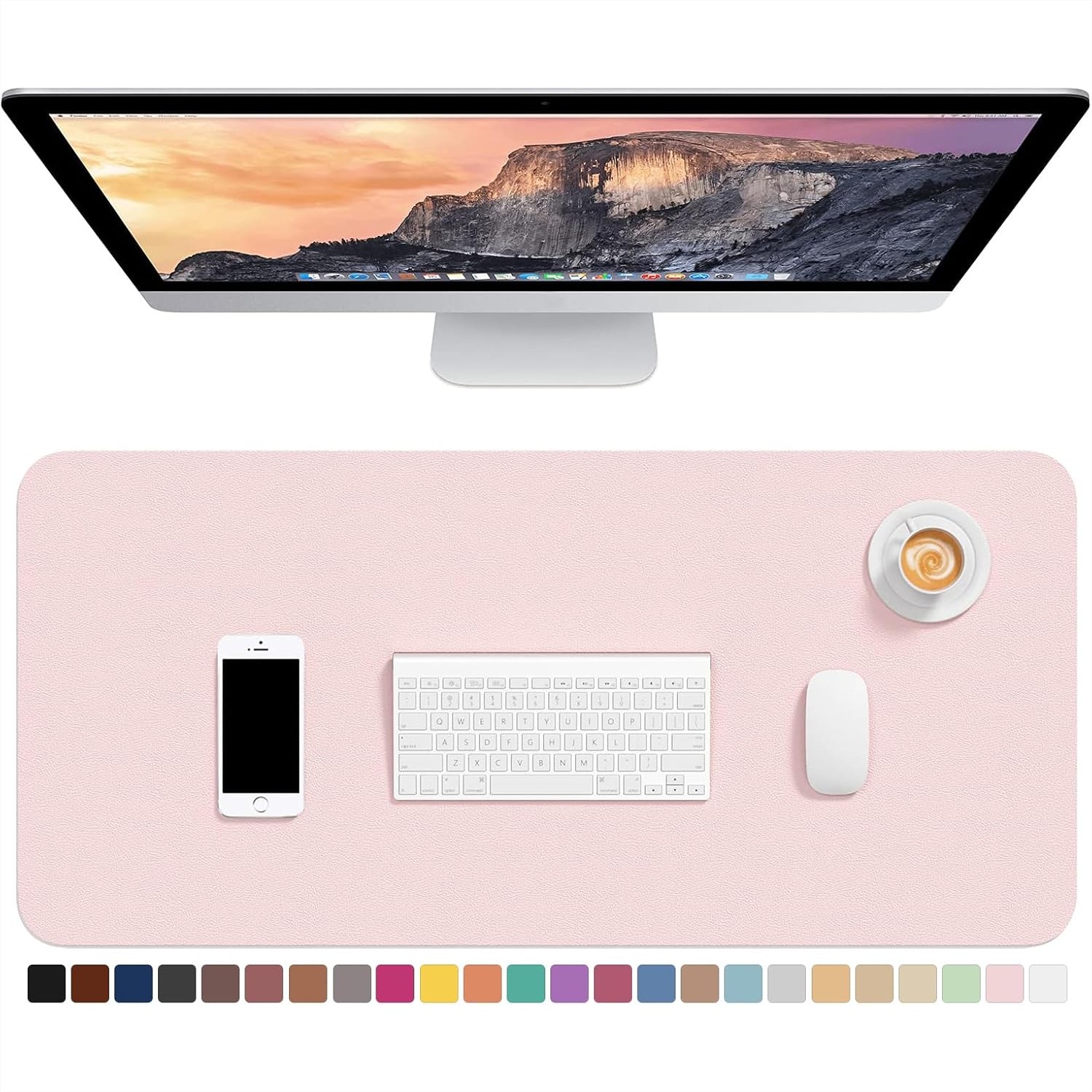 Leather Desk Pad - แผ่นรองโต๊ะหนัง PU ขนาด 30x14 นิ้ว, แผ่นรองเมาส์ขนาดใหญ่พร้อมฐานกันลื่นสำหรับเขียนที่บ้านสำนักงาน,