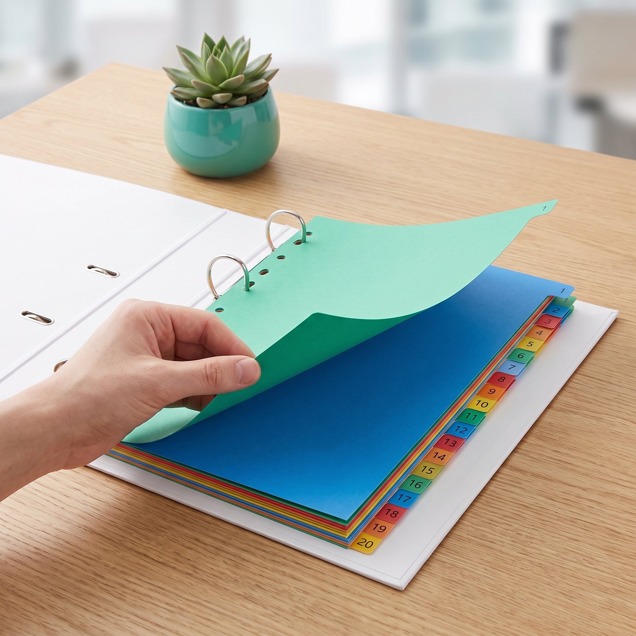 Tab Divider A4 - แผ่นแบ่งหมวดหมู่พลาสติกสี 20 แผ่น ขนาด A4 สำหรับจัดระเบียบเอกสารในโรงเรียนและสำนักงาน