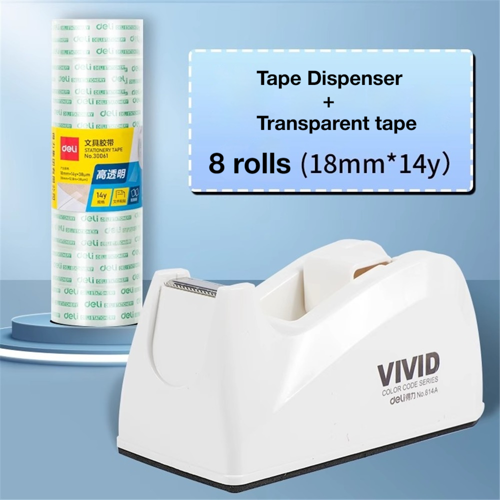 Tape Dispenser Weighted - ที่วางเทปตั้งโต๊ะ 1 ชิ้น พร้อมม้วนเติม 8 ม้วน