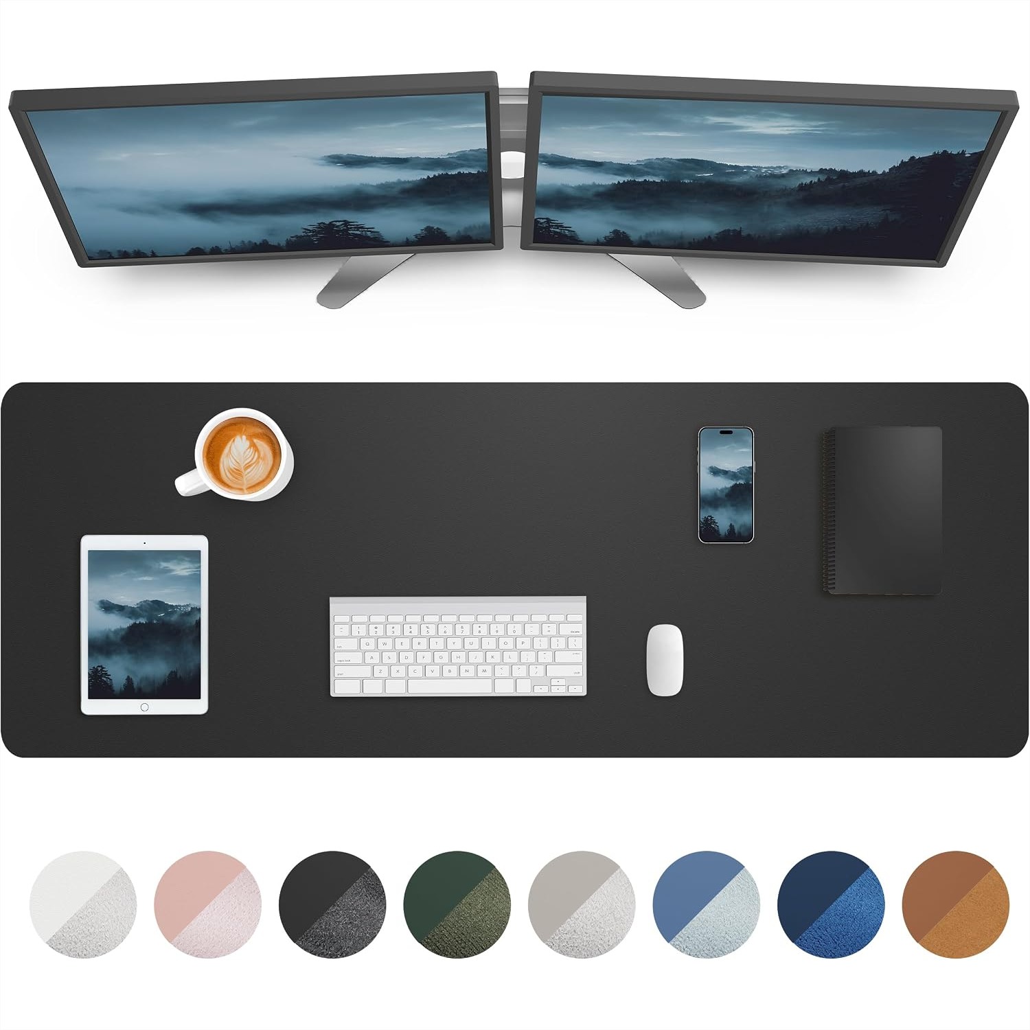 Leather Desk Pad - แผ่นรองโต๊ะขนาดใหญ่ 55x17 นิ้ว แผ่นรองโต๊ะหนัง PU กันลื่น