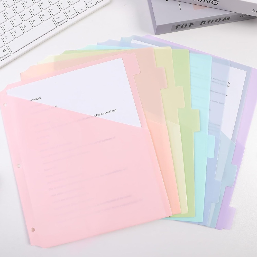 Tab Divider A4 - 8 ชิ้น แผ่นแบ่งแฟ้ม A4 สีพาสเทล ทนทาน