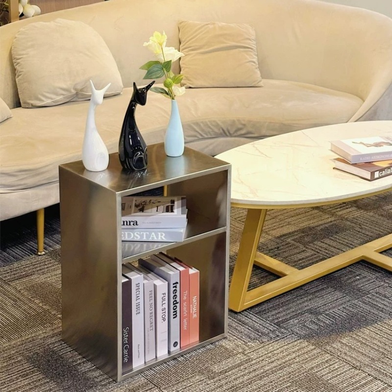 Magazine Holder Rack - โต๊ะกาแฟสไตล์มิดเซ็นจูรี่สแตนเลส, ที่วางนิตยสารแบบโลหะ - ชั้นวางอเนกประสงค์สำหรับห้องนั่งเล่น