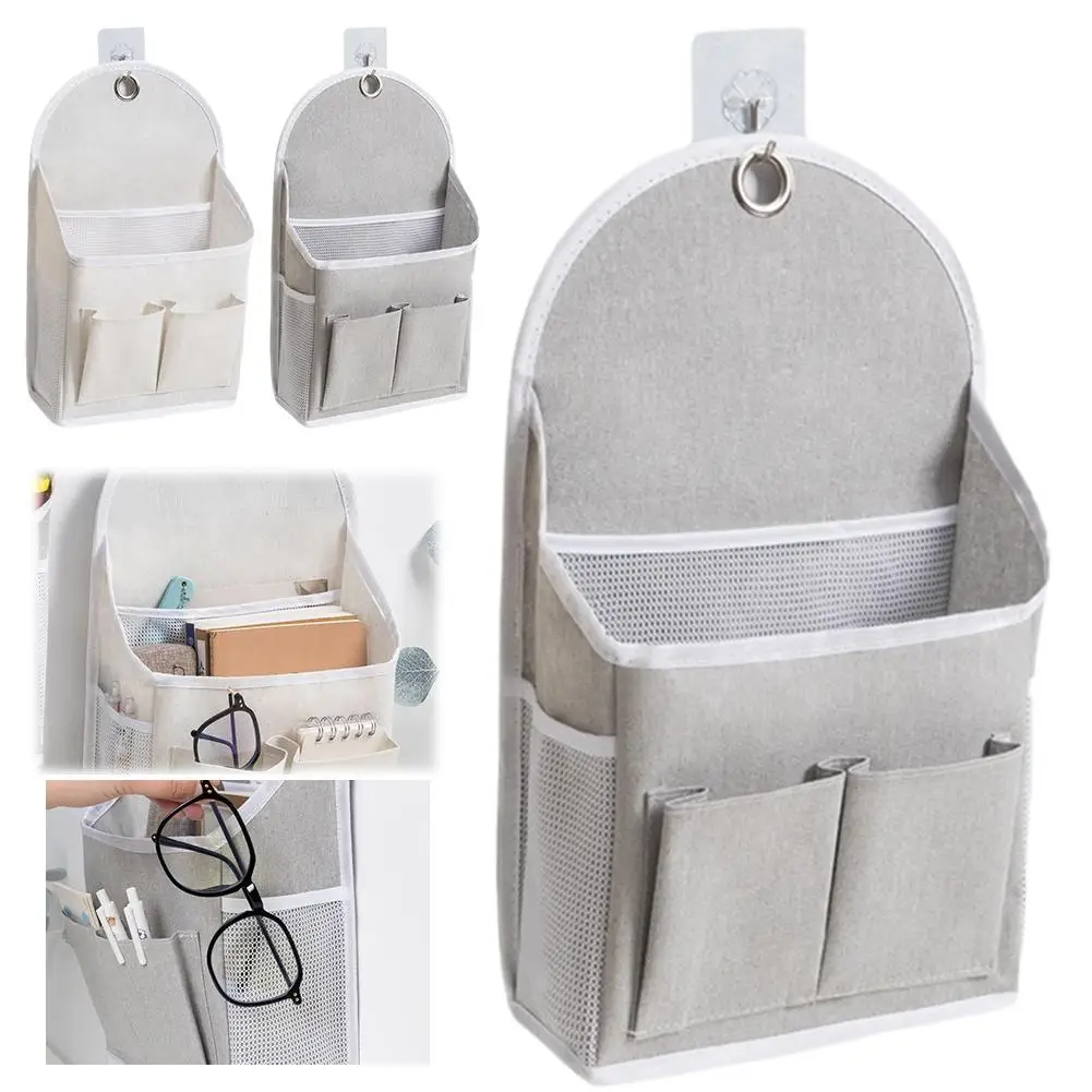 Magazine Holder Rack - กระเป๋าเก็บของแบบแขวนผนังสำหรับหอพัก กระเป๋าแขวนผนัง/ประตูแบบสองช่อง พร้อมตาข่ายด้านข้างสำหรับจัดเก็บหนังสือ นิตยสาร และโทรศัพท์