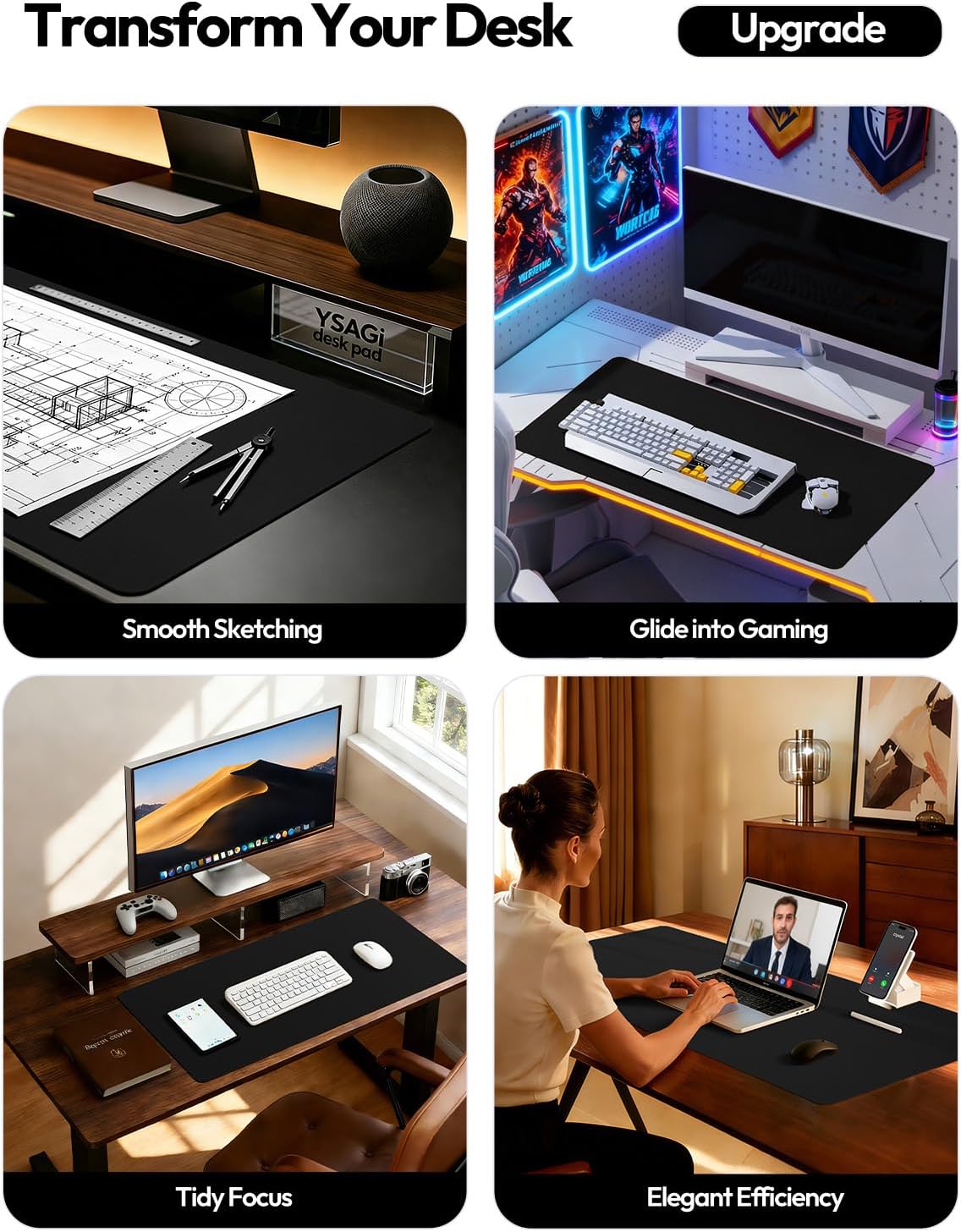 แผ่นรองโต๊ะทำงานหนัง PU ขนาดให - Leather Desk Pad บทวิจารณ์และราคา