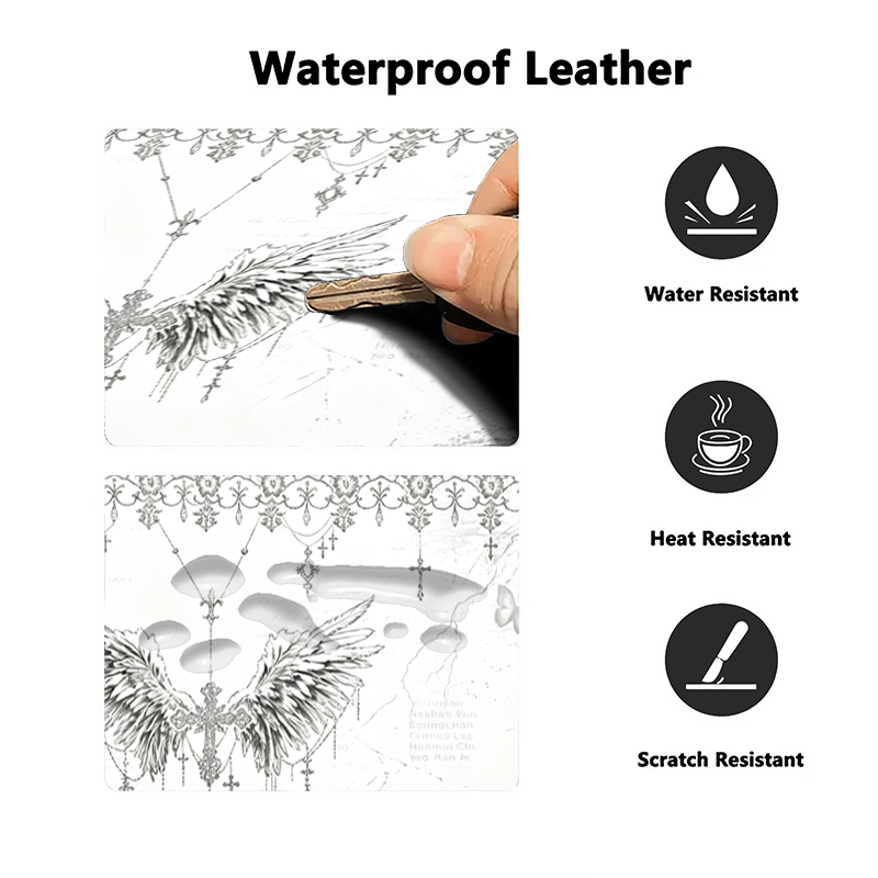 แผ่นรองเมาส์หนังสีดำสีขาวอะนิเ - Leather Desk Pad บทวิจารณ์และราคา